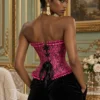 Corset rose et noir chic à rubans (vue de dos) Corset rose et noir chic à rubans