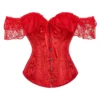 Corset rouge à manches Bardot en dentelle (6) Corset rouge à manches Bardot en dentelle