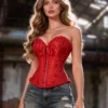 Corset rouge glamour à fermeture zippée (1) Corset rouge glamour à fermeture zippée