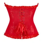 Corset rouge glamour en jacquard fleuri