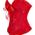 Corset rouge glamour en jacquard fleuri