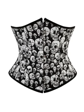 Corset serre-taille à motifs têtes de mort (1) Corset serre-taille noir à motifs têtes de mort