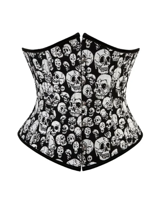 Corset serre-taille à motifs têtes de mort (1) Corset serre-taille noir à motifs têtes de mort