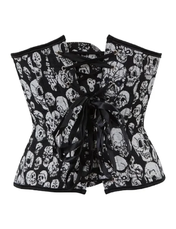 Corset serre-taille à motifs têtes de mort (2) Corset serre-taille noir à motifs têtes de mort
