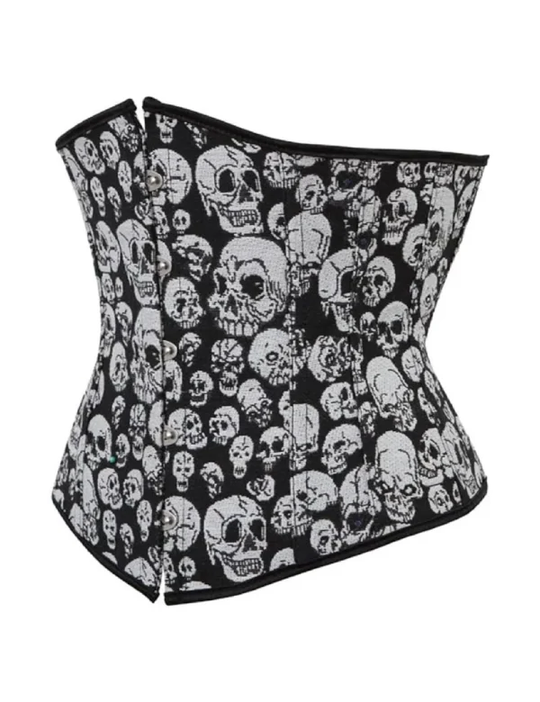 Corset serre-taille à motifs têtes de mort (3) Corset serre-taille noir à motifs têtes de mort