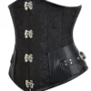 Corset sous-poitrine noir gothique à fermoirs métalliques (4) Corset sous-poitrine noir gothique à fermoirs métalliques