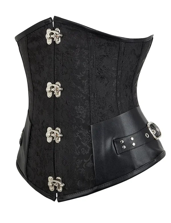 Corset sous-poitrine noir gothique à fermoirs métalliques (4) Corset sous-poitrine noir gothique à fermoirs métalliques