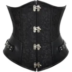 Corset sous-poitrine noir gothique à fermoirs métalliques (5) Corset sous-poitrine noir gothique à fermoirs métalliques