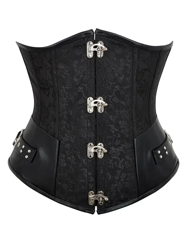 Corset sous-poitrine noir gothique à fermoirs métalliques (5) Corset sous-poitrine noir gothique à fermoirs métalliques
