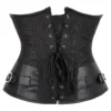 Corset sous-poitrine noir gothique à fermoirs métalliques (6) Corset sous-poitrine noir gothique à fermoirs métalliques