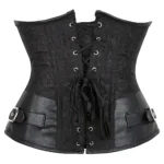 Corset sous-poitrine noir gothique à fermoirs métalliques (6) Corset sous-poitrine noir gothique à fermoirs métalliques
