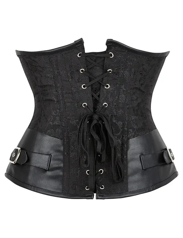 Corset sous-poitrine noir gothique à fermoirs métalliques (6) Corset sous-poitrine noir gothique à fermoirs métalliques