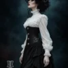 Corset sous-poitrine noir gothique à fermoirs métalliques
