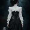 Corset sous-poitrine noir gothique à fermoirs métalliques