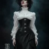 Corset sous-poitrine noir gothique à fermoirs métalliques