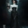 Corset sous-poitrine noir gothique à fermoirs métalliques