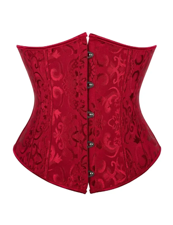 Corset sous-poitrine rouge rubis à motifs baroques
