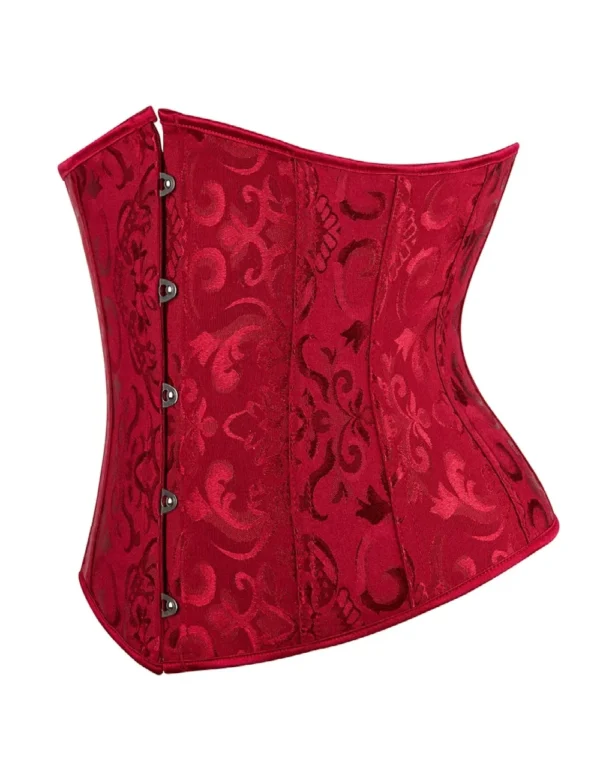 Corset sous-poitrine rouge rubis à motifs baroques
