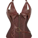 Corset steampunk brun cuivré à chaînes