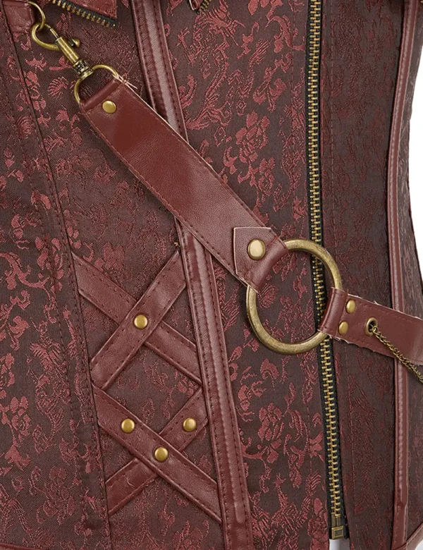 Corset steampunk brun cuivré à chaînes (3) Corset steampunk brun cuivré à chaînes