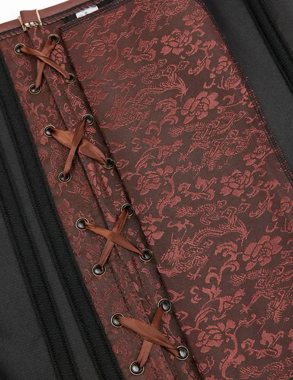 Corset steampunk brun cuivré à chaînes (4) Corset steampunk brun cuivré à chaînes