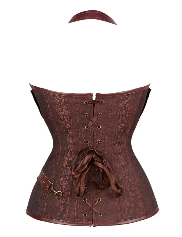 Corset steampunk brun cuivré à chaînes (6) Corset steampunk brun cuivré à chaînes