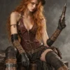 Corset steampunk brun cuivré à chaînes