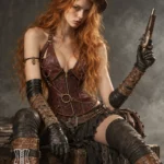 Corset steampunk brun cuivré à chaînes