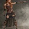 Corset steampunk brun cuivré à chaînes