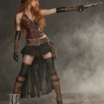 Corset steampunk brun cuivré à chaînes