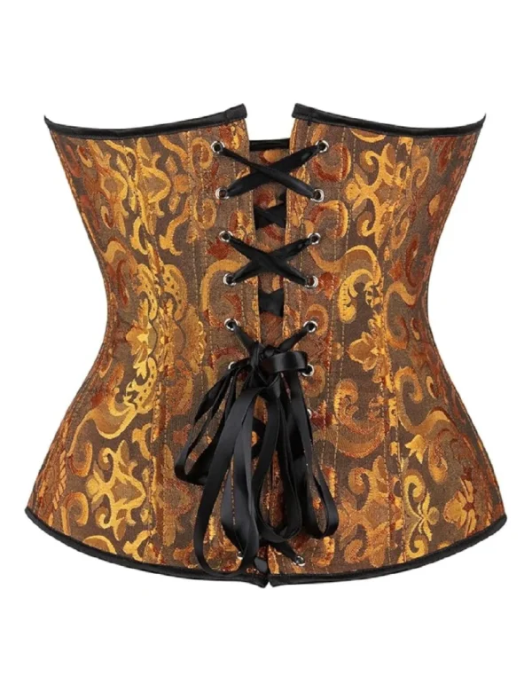 Corset steampunk cuivré à reflets dorés