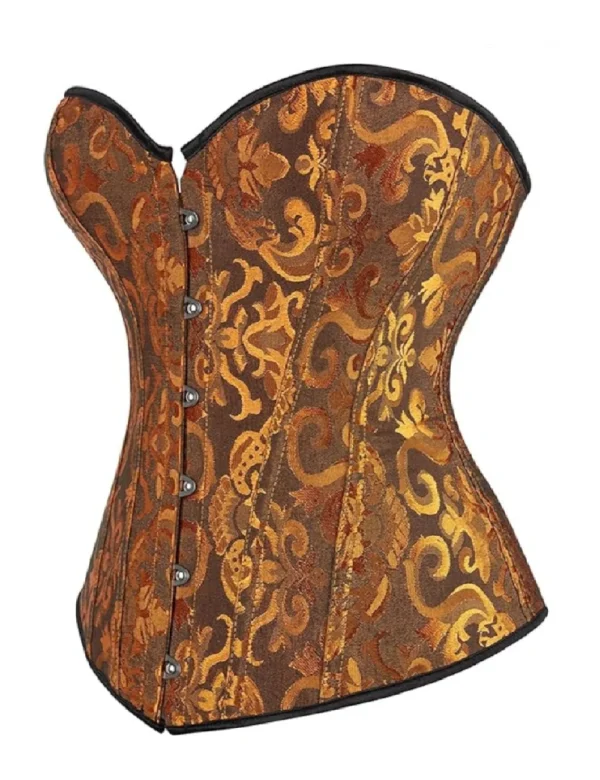 Corset steampunk cuivré à reflets dorés