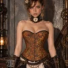 Corset steampunk cuivré à reflets dorés