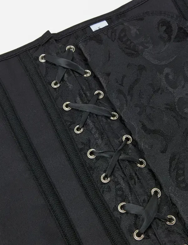 Corset underbust noir à motifs baroques (2) Corset underbust noir à motifs baroques