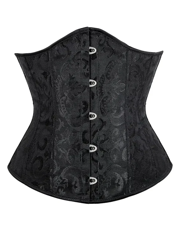 Corset underbust noir à motifs baroques (3) Corset underbust noir à motifs baroques