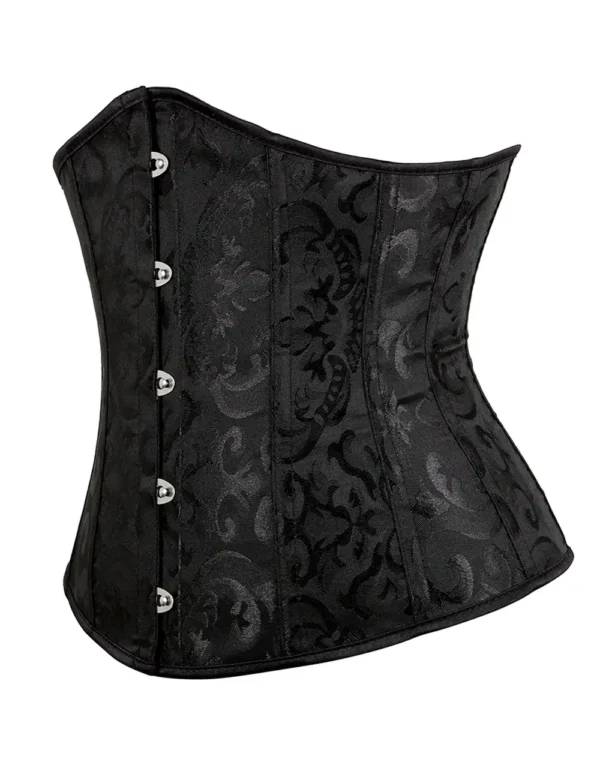 Corset underbust noir à motifs baroques (5) Corset underbust noir à motifs baroques