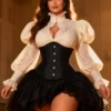 Corset underbust noir à motifs baroques (9) Corset underbust noir à motifs baroques