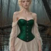 Corset vert émeraude à lacets noirs 2 Corset vert émeraude à lacets noirs