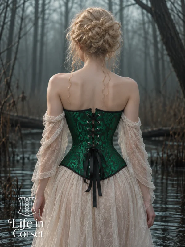 Corset vert émeraude à lacets noirs 3 Corset vert émeraude à lacets noirs