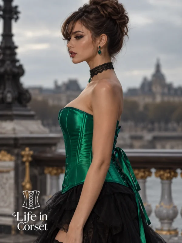 Corset vert en satin