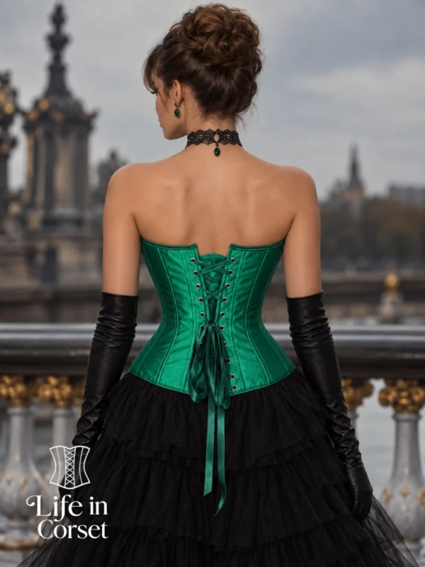 Corset vert en satin