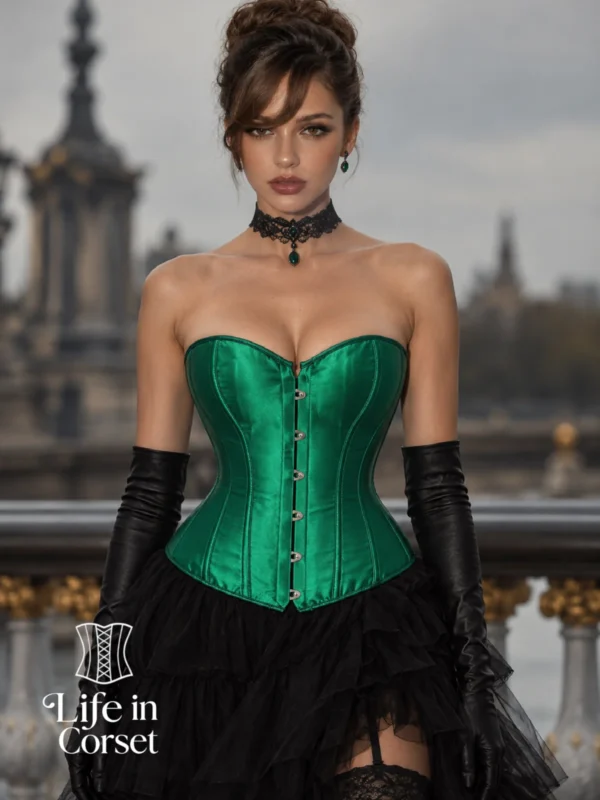 Corset vert en satin