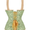 Corset vert sauge à bretelles et laçage doré