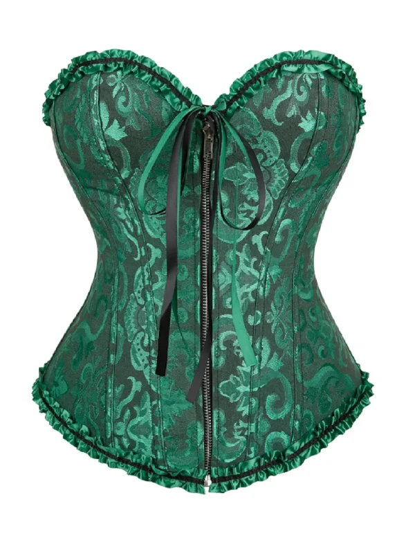 Corset victorien vert émeraude à zip frontal (1) Corset victorien vert émeraude à zip frontal