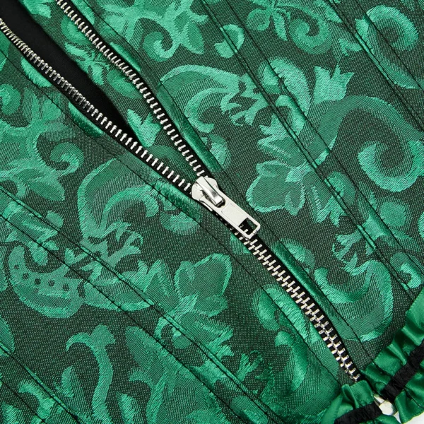 Corset victorien vert émeraude à zip frontal (2) Corset victorien vert émeraude à zip frontal