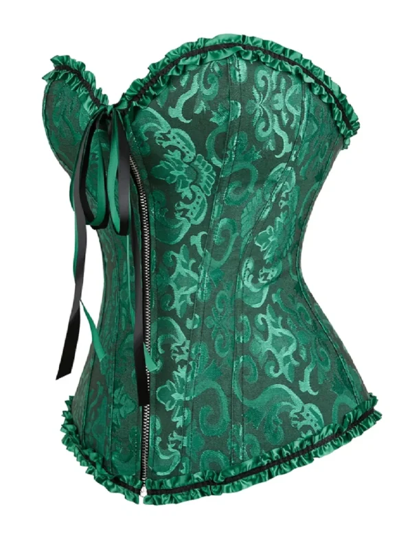 Corset victorien vert émeraude à zip frontal (3) Corset victorien vert émeraude à zip frontal
