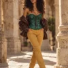 Corset victorien vert émeraude à zip frontal (vue plein pied) Corset victorien vert émeraude à zip frontal