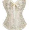 Corset victorien zippé ivoire à motifs floraux (1) Corset victorien zippé ivoire à motifs floraux