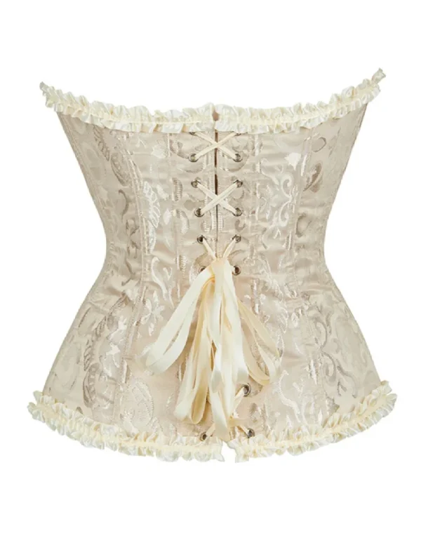 Corset victorien zippé ivoire à motifs floraux (3) Corset victorien zippé ivoire à motifs floraux