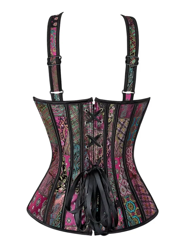 Corset violet à bretelles motifs orientaux
